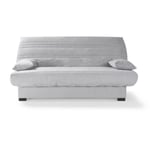 Banquette clic clac 3 places - Matelas 17 cm - Tissu gris clair - L199 x P96 x H103 cm - CHLOE