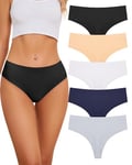 VOENXE Strings Tanga Femme sans Couture Chic,Taille Haute Feminin sous-VêTements,Slip Invisible Multipack Thong,Confortable Women Underwear Tanga,Lot De 5