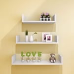 OWUV Floating Shelves for wall, set of 3, 30/40/50cm, U-shaped decorative shelves for living room, wooden shelves, concealed brackets, Picture Ledge, 11 colors optional