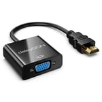 deleyCON Adaptateur HDMI vers VGA 1x Entrée HDMI 1x Sortie VGA 1x Sortie Jack 3,5mm Sortie Audio Convertisseur de Signal HDMI Moniteur PC TV Projecteur Écran Moniteur