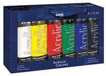 Kreul 28260 - Couleurs acryliques El Greco, 6 x 75 ml, peinture acrylique brillante, hautement pigmentée, qualité d'étude, peut être peinte avec du beurre, pour une peinture pâteuse