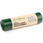 Relevo 100% Recycled Bin Liners, Heavy Duty 30L, 15 Bin Bags