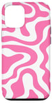 Coque pour iPhone 12/12 Pro Simple abstrait rose et blanc ondulé tourbillon