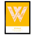 Wuhan China City Map Modern Typography Stylish Letter Framed Word Wall Art Print Poster for Home Décor