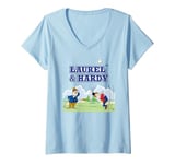 Womens Laurel & Hardy Comic Book Golf Sketch V-Neck T-Shirt