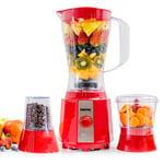 Geepas 400W 3 in 1 Food Jug Blender with 1.5L Jar - Stainless Steel Blades, 2 Speed Control with Pulse – Smoothie Milkshake Blender with Coffee Grinder Mill & Chopper Included - 2 Year Warranty (Red)