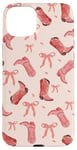 iPhone 15 Plus Pink Cowboy Boots and Bows, Pastel Pink, Peach and Hot Pink Case