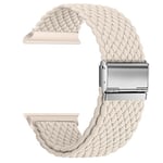 Nepfaivy Bracelet en Nylon Compatible avec Apple Watch 41mm 40mm 38mm Femme Homme, Bracelet Elastique Sport de Remplacement Réglable pour watch SE/8/7/6/5/4/3/2/1(S, Blanc étoilé)