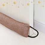 Marwood Under Door Stops 91cm Wind Stopper for Door & Window, Weighted French Air Door Draft Stopper Front Door Snake Noise Blocker for Bottom of Door with Hanging Loops - Brown 36"