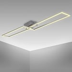 B.K.Licht I Plafonnier LED moderne 40 Watt I lampe de salon | 3000 K blanc chaud I LED-Frame finition chrome-aluminium