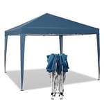 WOLTU Tonnelle de Jardin Tente Pliante Auvent Pliable Imperméable Protection du Soleil UV 50+ Sac de Transport Inclus Facile à Installer Hauteur Règlable 3x3m Bleu