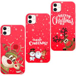 Vauki 3 Pièces Noël Coque pour iPhone 12 Mini, Rouge Silicone Souple Étui Antichoc Case, avec Animé Motif Cadeau de Christmas Housse, pour iPhone 12 Mini, Cerf 124