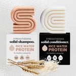 2PCS Kitsch Strengthening Hair Shampoo+Conditioner Bar Soap w-Rice Water Protein