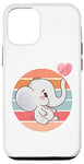 Coque pour iPhone 12/12 Pro Éléphant blanc dessin animé mignon attachant animal de coeur