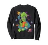 Alien Smokes Grass Joint Psychodelic UFO Hippie Space Sweatshirt