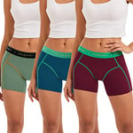 INNERSY Womens Boxer Shorts Chub Rub Boyshorts for Under Dresses Midi Cotton Underwear 3 Pack (18, Blue/Green/Burgundy)