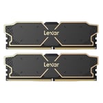 Högpresterande DDR5-minne, 32GB (2x16GB), frekvens på 6000MHz, CL38 latens, svart färg.