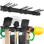 VEVOR Garage Tool Organizer, 600 lbs Max Load Capacity, Wall Mount Yard Garden Storage Rack Organization Heavy Duty with 6 Adjustable Hooks and 9 Rails, for Garden Tools, Shovels, Trimmers, and Hoses