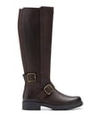 Clarks Orinoco2 Tall Brown Leather Knee High, Brown, Size 5, Women