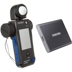 Sekonic L-858D SPEEDMASTER Digital Light Meter - Black/Blue & Samsung T7 Portable SSD - 1 TB - USB 3.2 Gen.2 External SSD Titanium Grey (MU-PC1T0T/WW)