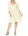 The Drop Lexi Puff Sleeve Sweatheart Neckline Smocked Back Dress Robes, Jaune Pastel, XS