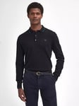 Barbour Wool Blend Regular Fit Long Sleeve Polo Shirt, Black