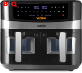 ,  T17100 ,  Vortx  Vizion  9L  Dual  Basket  Air  Fryer  with  Digital  Control