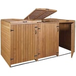 Abri de poubelles extérieur conteneurs à ordures avec couvercle jusqu'à 6 bacs 120x75x96 en bois certifié FSC marron 040005620