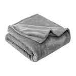 GRIFEMA Couverture Polaire Flanelle 130 x 160 cm, Plaid Doux et Confortable pour Canapé, Couverture Chaude et Moelleuse en Gris, Idéale pour Canapé, Lit et Salon