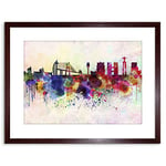 Wee Blue Coo PAINTING CITYSCAPE PAINT SPLASH SKYLINE LISBON FRAMED PRINT F97X4697