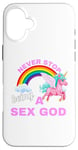 iPhone 16 Plus Fun Graphic-Never Stop Being A Sex God Case