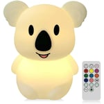 Veilleuse led - Veilleuse en silicone rechargeable par USB,2 modes différents et 8 couleurs variables,télécommandée et tactile (Koala) Groofoo