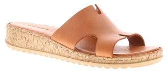 Hush Puppies Womens Sandals Low Wedge Eloise Leather Slip On tan Leather (archived) - Size UK 4