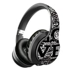 Noise Cancelling Bluetooth Wireless Headset with Deep Bass, Graffiti Design Over-Ear Headphones for Students, Built-in Microphone Supports Wired/TF, Foldable Soft Memory Earpads