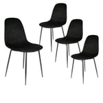 ALESSIA - Lot de 4 Chaises Velours Côtelé Noires