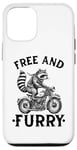 Coque pour iPhone 13 Free And Furry Racoon Moto Rider Biker Raton laveur