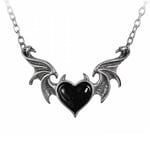 ALCHEMY BLACKSOUL BLACK DEMON HEART NECKLACE Gothic Wings Pendant + FREE POUCH