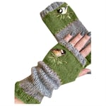 WSGYX Gants sans Doigts de Doigts brodés for Femmes à Tricoter des Gants d'opéra Petit Oiseau Gant Chaud Gant Chaud Mitaines d'hiver Multicolore for Dame □□□□□□□ (Color : Green)