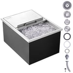 VEVOR Bac à Glace Encastrable 55,23 L 608x457x333 mm Boîte Isotherme pour Glace avec Couvercle en Inox Alimentaire Conservateur à Glaçons pour Boissons Bières Fraîches Cuisine Extérieure Bar Domicile