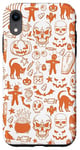 Coque pour iPhone XR Coque de fond blanc avec motif de gribouillage orange d'Halloween