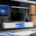 Ensemble Meuble TV "Switch XXIII" 250cm Naturel & Blanc