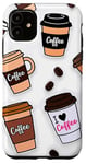 Coque pour iPhone 11 Cute Coffee Cups I Love Coffee Caffeine Junkies Espresso Art