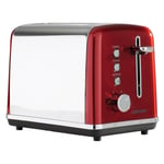 Daewoo Kensington Toaster 2 Slice Defrost Reheat Stainless Steel Red 810W