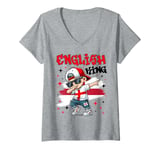 Womens English King dabbing England Flag Pride for Kids V-Neck T-Shirt