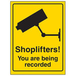 V Safety Shoplifters you Are Being Recorded Sign - 150mm x 200mm - Rigid Plastic