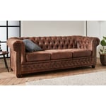 Winston - canapé 3 places chesterfield - style industriel - marron