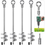 Insaga 30'' Fully Welded Ground Anchors Screw in, Wider Spiral Earth Anchor for Swing Set, 4pcs Mobile Home Anchors, Wind Resistant Trampoline Wind Anchors, Ground Anchors for Sheds