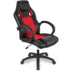 Hofuton Chaise de Bureau Design Gamer - Confortable - Hauteur Réglable - Inclinable - Pivotante - Noir Rouge