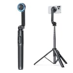 OMOTON Selfie Stick Tripod Compatible with MagSafe, 64" Extendable Magnetic Mobile Phone Tripod with Bluetooth Remote, Phone Tripod for iPhone 15 14 13 12/Samsung,etc