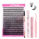 Fadlash Kit Extension Cils 0.07 D Cornée 8-16mm 60D Faux Cils Cluster Cils Kit Individuels DIY Cils Avec Bond And Seal,Dissolvant pour Colle Cils,Brosse à Mascara,Pince A Epiler Faux Cils